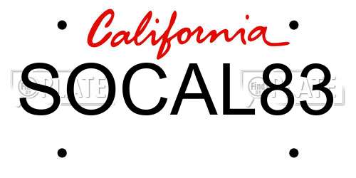 SOCAL83 California License Plate