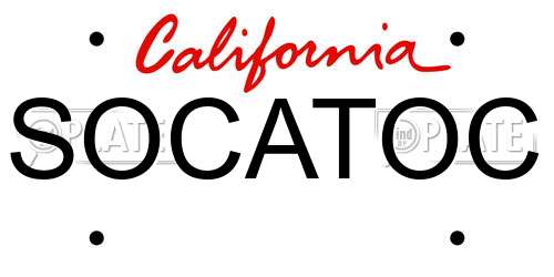 SOCATOC California License Plate