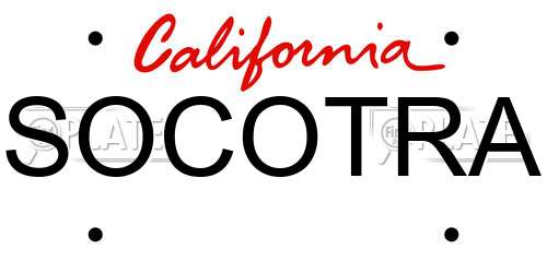 SOCOTRA California License Plate