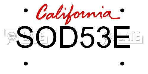 SOD53E California License Plate