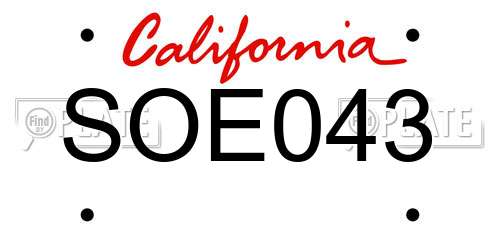 SOE043 California License Plate