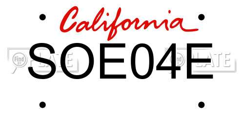 SOE04E California License Plate