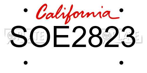 SOE2823 California License Plate