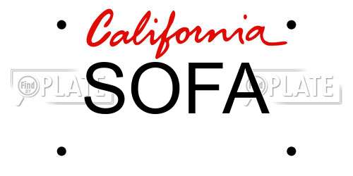 SOFA California License Plate