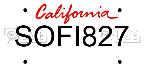 SOFI827 California License Plate