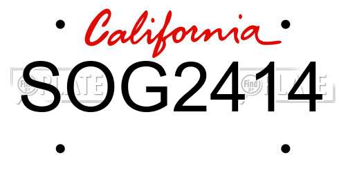 SOG2414 California License Plate