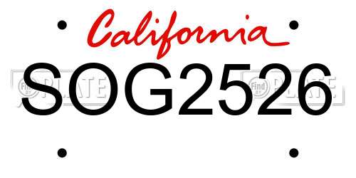 SOG2526 California License Plate