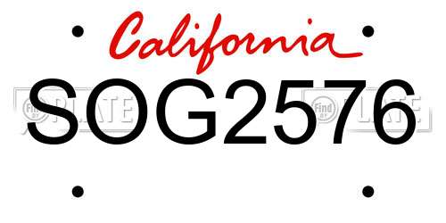 SOG2576 California License Plate
