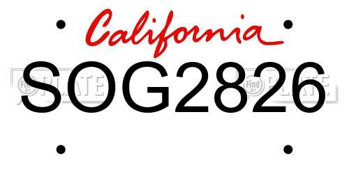 SOG2826 California License Plate