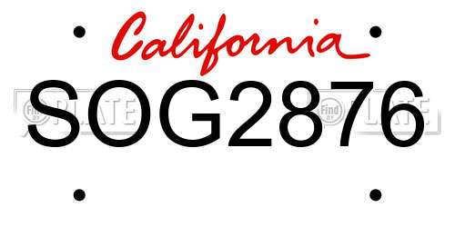 SOG2876 California License Plate