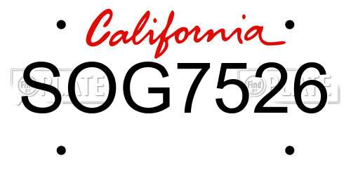 SOG7526 California License Plate