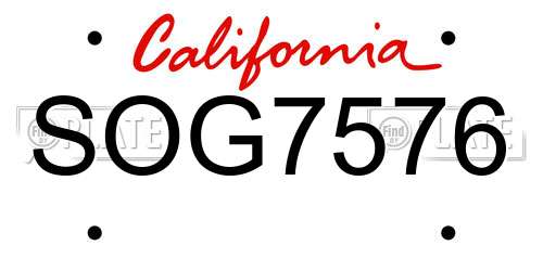 SOG7576 California License Plate