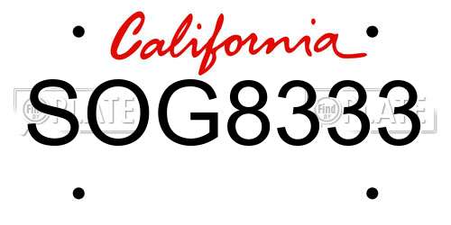 SOG8333 California License Plate