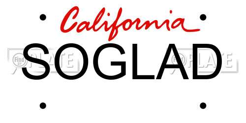 SOGLAD California License Plate