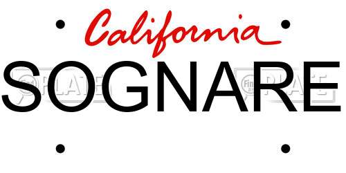 SOGNARE California License Plate