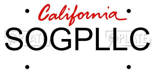 SOGPLLC California License Plate