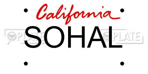 SOHAL California License Plate