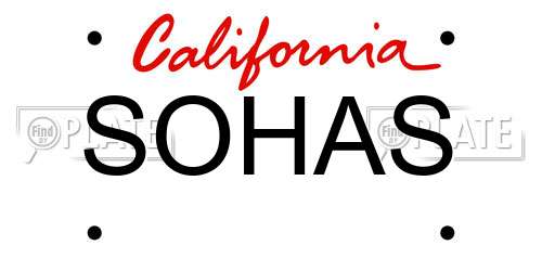 SOHAS California License Plate