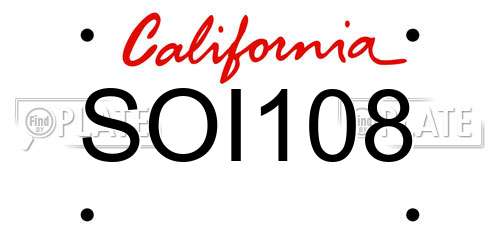 SOI108 California License Plate