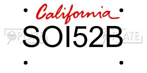 SOI52B California License Plate