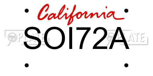 SOI72A California License Plate