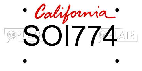 SOI774 California License Plate