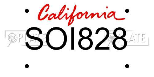 SOI828 California License Plate
