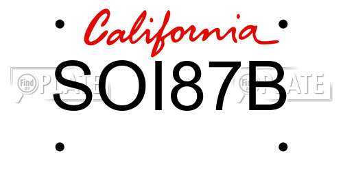 SOI87B California License Plate