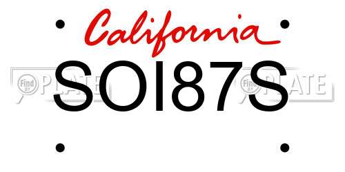 SOI87S California License Plate