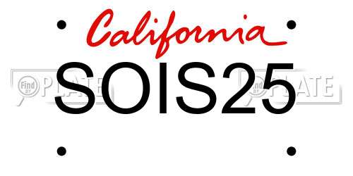 SOIS25 California License Plate