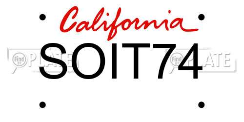 SOIT74 California License Plate