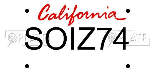 SOIZ74 California License Plate