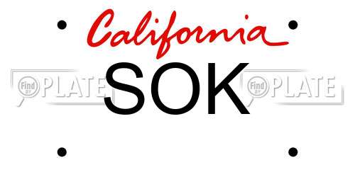 SOK California License Plate