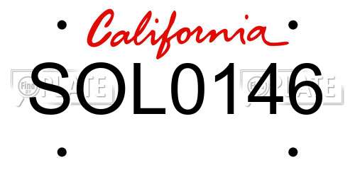 SOL0146 California License Plate