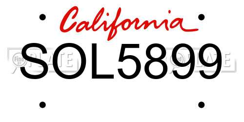 SOL5899 California License Plate