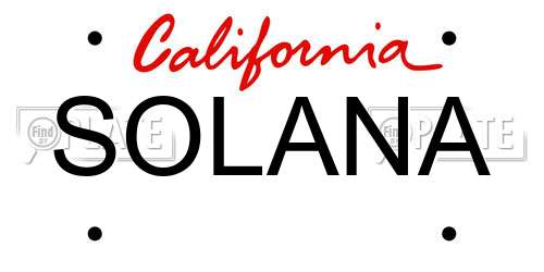 SOLANA California License Plate