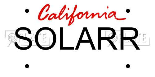 SOLARR California License Plate