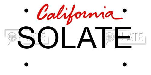 SOLATE California License Plate