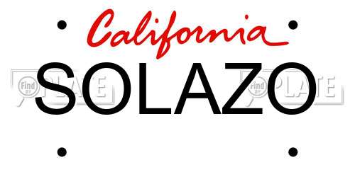 SOLAZO California License Plate