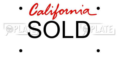 SOLD California License Plate