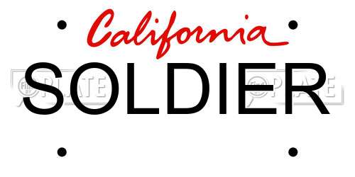 SOLDIER California License Plate