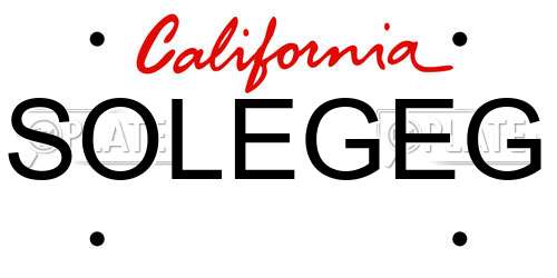 SOLEGEG California License Plate