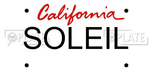 SOLEIL California License Plate