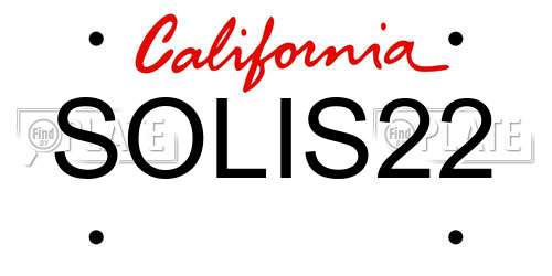 SOLIS22 California License Plate