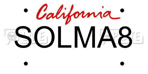 SOLMA8 California License Plate