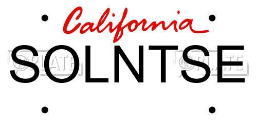 SOLNTSE California License Plate