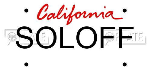 SOLOFF California License Plate