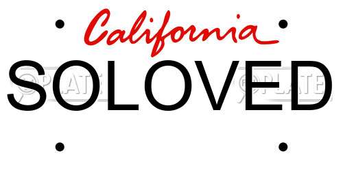 SOLOVED California License Plate