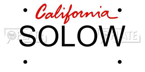 SOLOW California License Plate