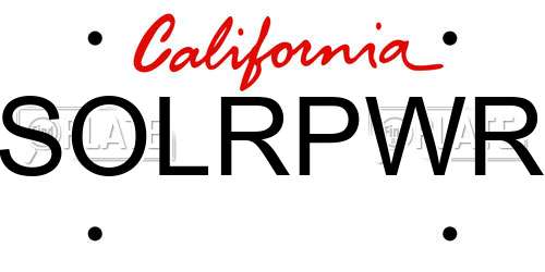 SOLRPWR California License Plate